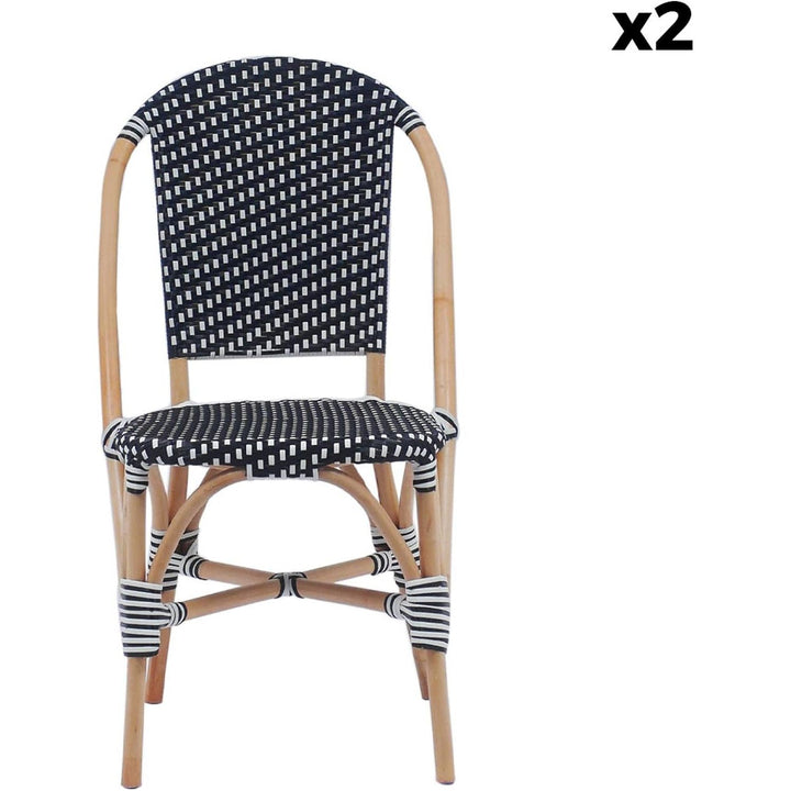 Alice'S Home - Lot De 2 Chaises Empilables Bistrot En Rotin Et Polyrotin Noir Et Blanc. L 48 X P 58 X H 90Cm | Designix - Amazon    - https://designix.fr/