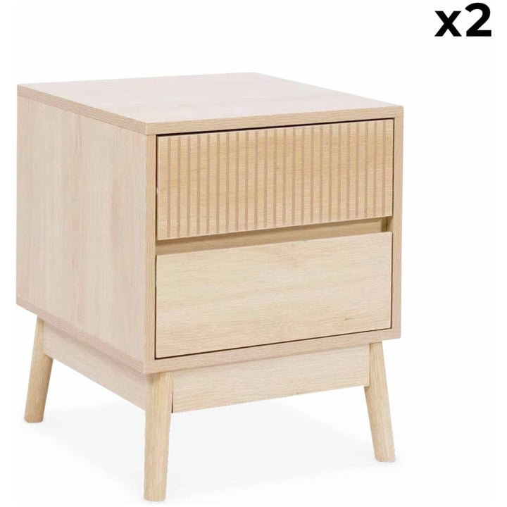 Alice'S Home - Lot De 2 Tables De Chevet Deux Tiroirs. Décor Bois Et Piétement En Pin - Linear | Designix - Amazon    - https://designix.fr/