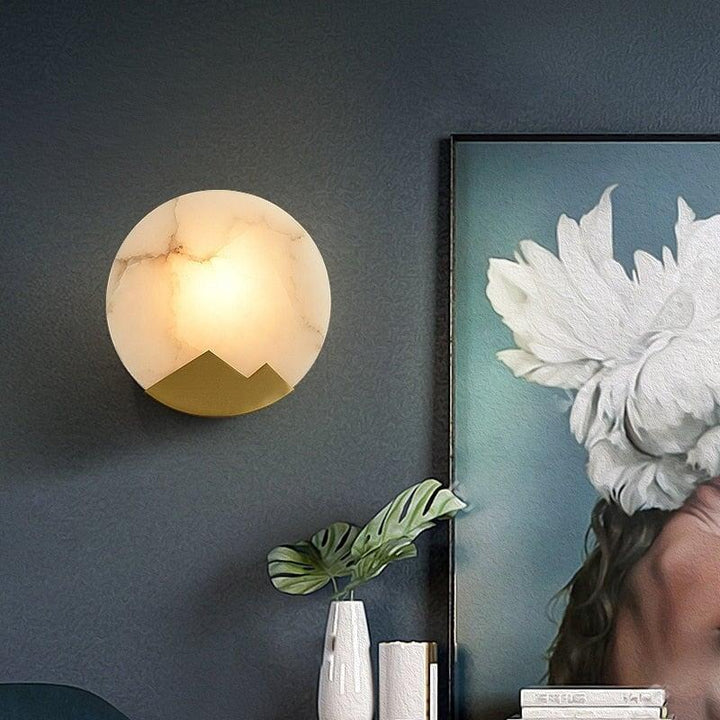 Applique Marbre Ronde | Élégance Sculpturale - Designix Applique Murale Blanc Chaud (2700 - 3500K) Diamètre 20cm