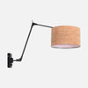 Applique murale articulée, abat-jour liège & long bras noir Ø 30 cm | Prestige Chic