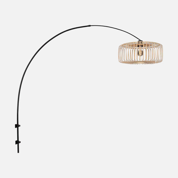 Applique murale bambou en arc, abat-jour naturel Ø 40 cm | Tikar