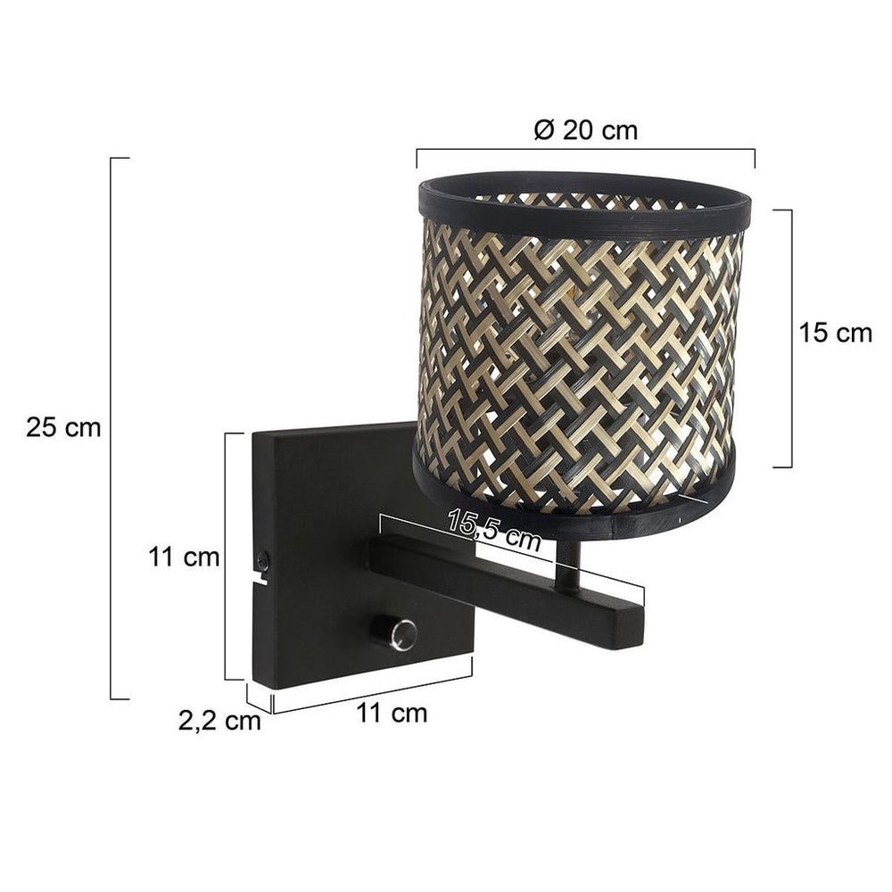 Applique Murale Bambou Noir Moderne | Yara - Designix Applique Murale