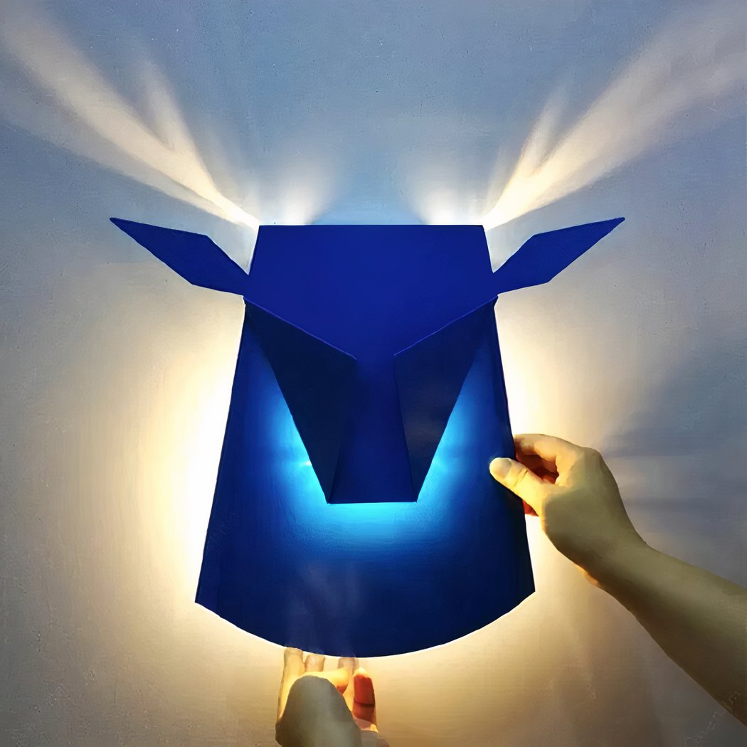 Applique murale bleu LED en forme de cerf en métal | Designix -     - https://designix.fr