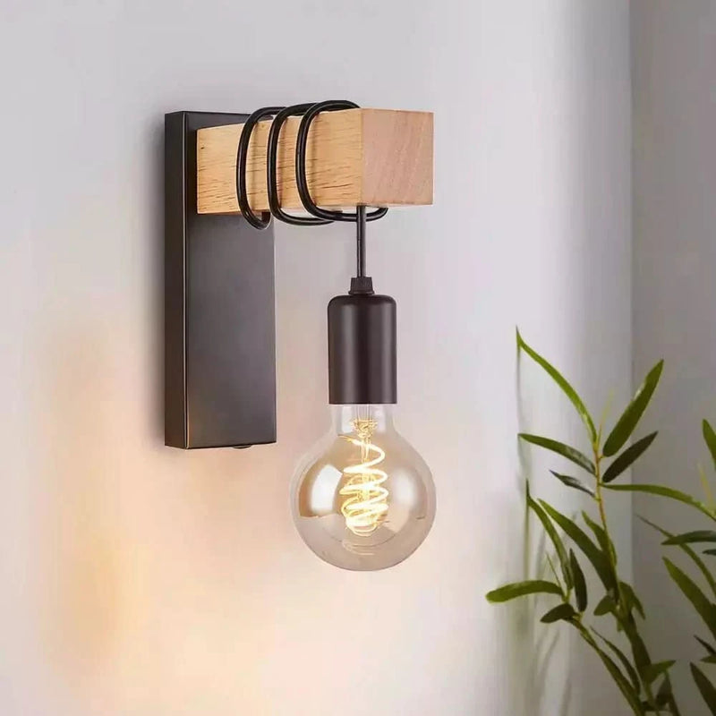 Applique Murale Bois et Noir | Fusion Élégante