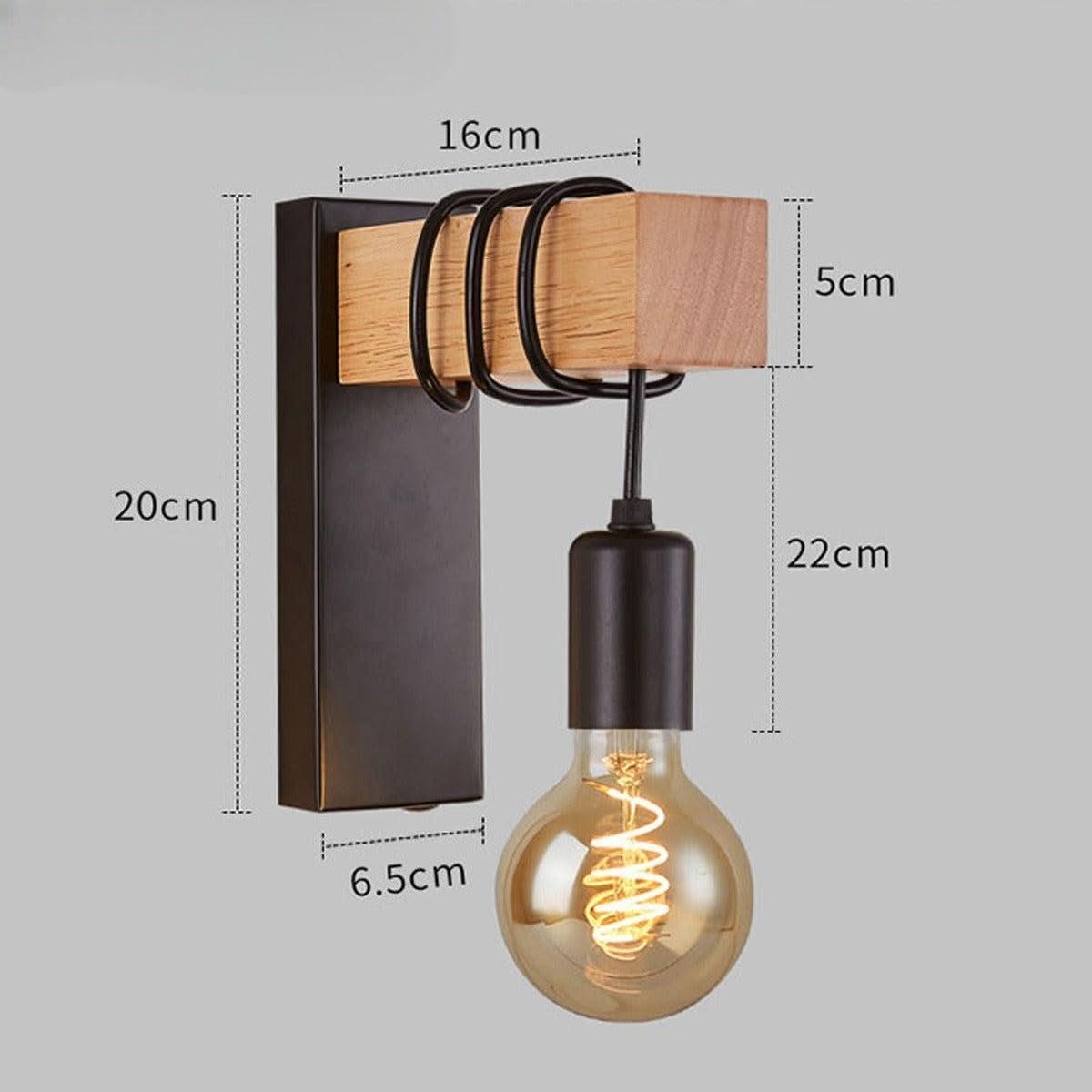 Applique Murale Bois et Noir | Fusion Élégante - Designix Applique Murale Ampoule Filament