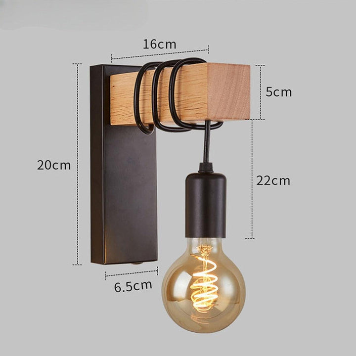 Applique Murale Bois et Noir | Fusion Élégante - Designix Applique Murale Ampoule Filament