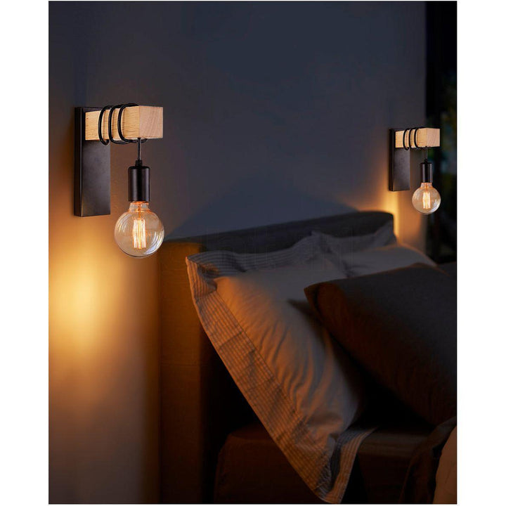 Applique Murale Bois et Noir | Fusion Élégante - Designix Applique Murale Ampoule Filament