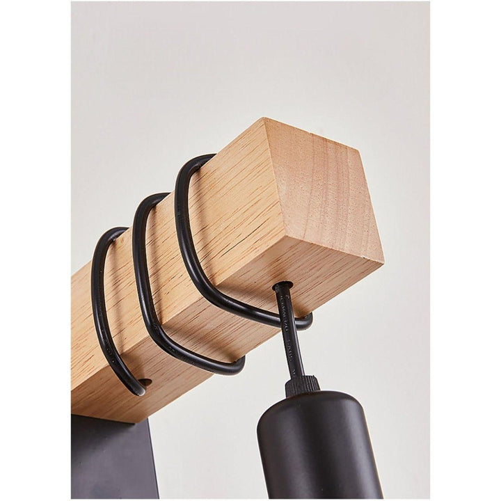 Applique Murale Bois et Noir | Fusion Élégante - Designix Applique Murale Ampoule Spirale