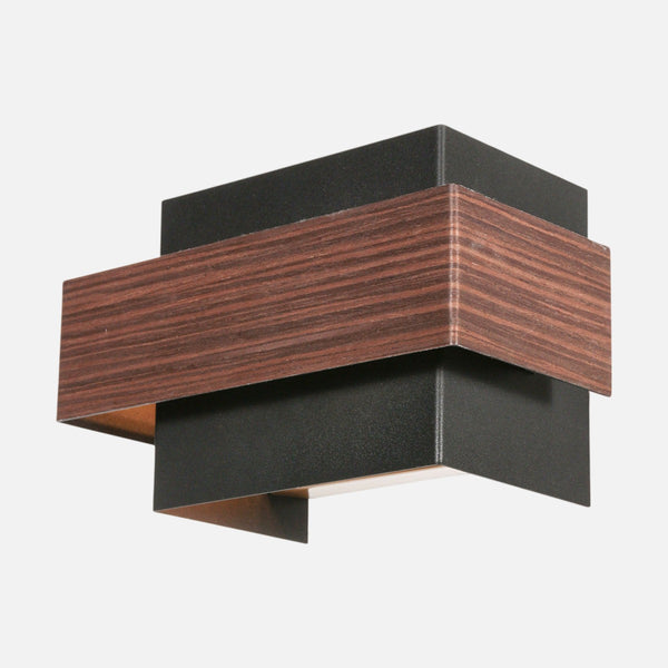 Applique murale bois et métal, cube noir & finition bois G9 | Muro