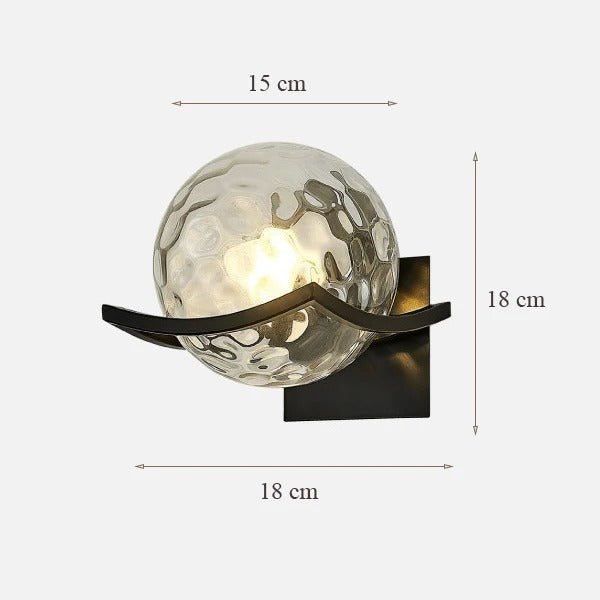 Applique Murale Boule en Verre | Kena - Designix Applique Murale Tranparent Noir