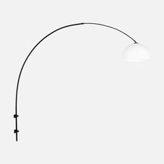 Applique murale boule noire, grand arc réglable Ø 38 cm | Orbéa