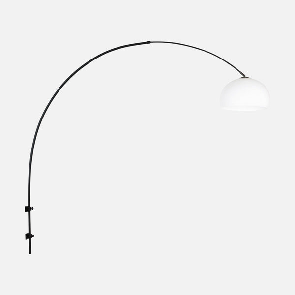 Applique murale boule noire, grand arc réglable Ø 38 cm | Orbéa