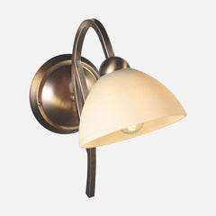 Applique murale bronze, abat-jour verre marbré crème pour chambre | Anthéa