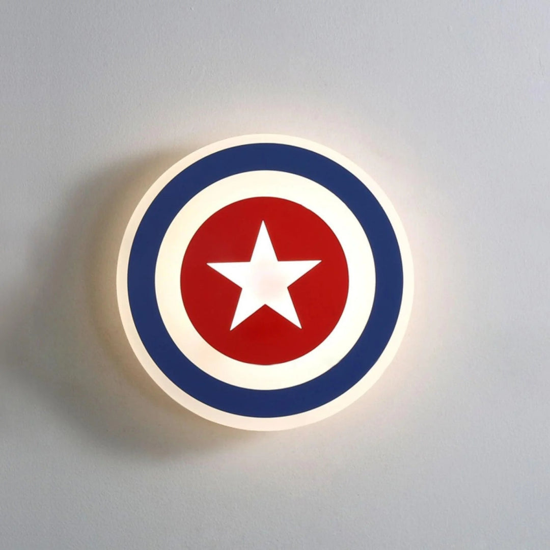 Applique Murale Captain America | Steve - Designix Applique Murale Bleu et Rouge Blanc Chaud