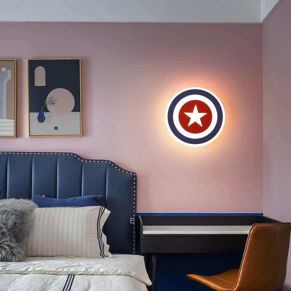 Applique Murale Captain America | Steve - Designix Applique Murale Bleu et Rouge Blanc Chaud