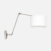 Applique murale en lin blanc à variateur, bras orientable acier | Prestige Chic