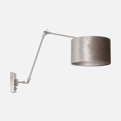 applique murale orientable, abat-jour velours argent à variateur | Prestige Chic