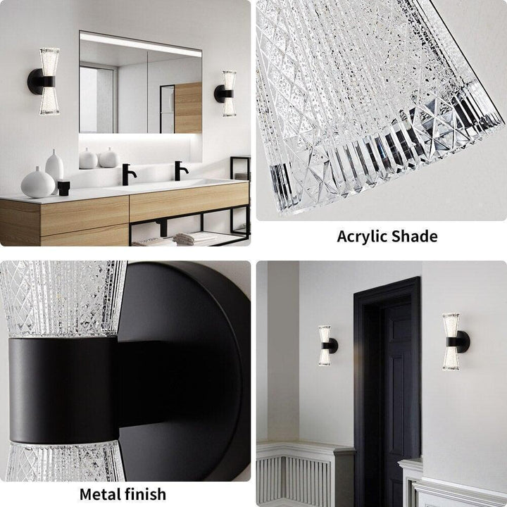 Applique Murale Sablier | Lumière Cristalline - Designix Applique Murale Noir Neutre (4000K)