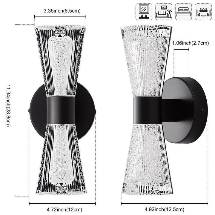 Applique Murale Sablier | Lumière Cristalline - Designix Applique Murale Noir Neutre (4000K)