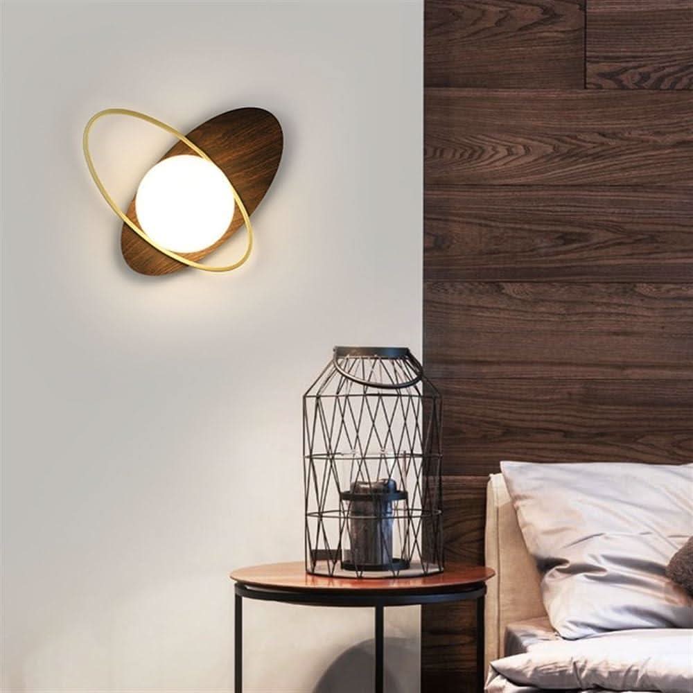 Applique Murale Salon Bois Boule | Éclat Naturel - Designix Applique Murale Bois Sombre Blanc Chaud