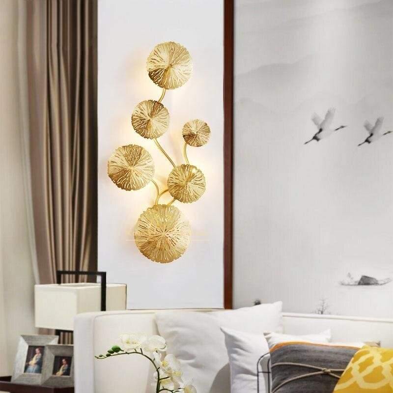Applique Murale Salon Design | Nyla - Designix Applique Murale Or 6 Feuilles