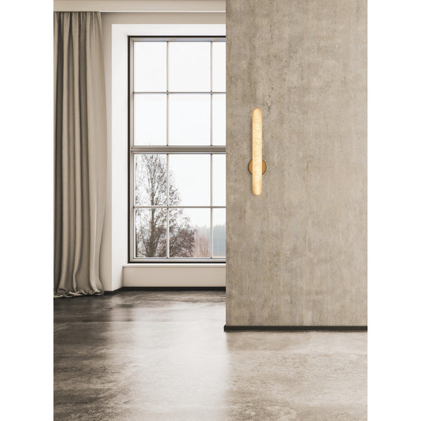 Applique Murale ZAMBELIS 15W Dimmable DESIGN Albatre Blanc et Laiton 2547