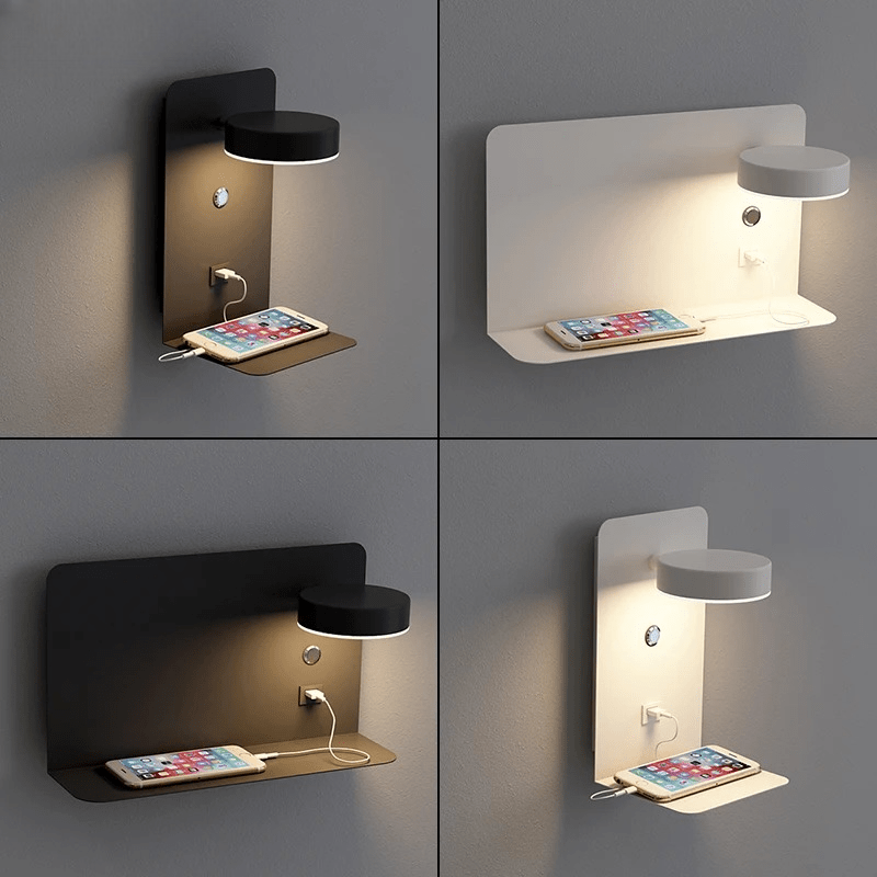 Appliques LED USB Charge | Brio - Designix Applique Murale Blanc | 32x19cm Droit Variable