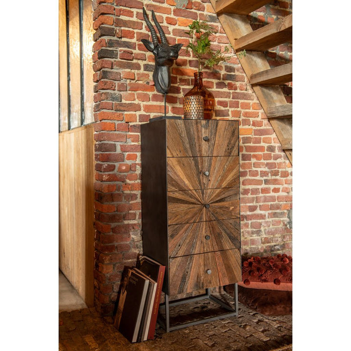 Armoire 5 Tiroirs Bois Fer | Ilae - Designix Armoire