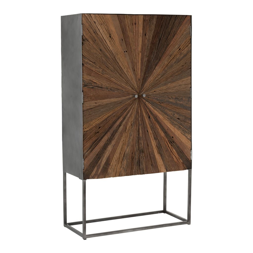 Armoire Bar Bois Fer Naturel | Elvi - Designix Armoire