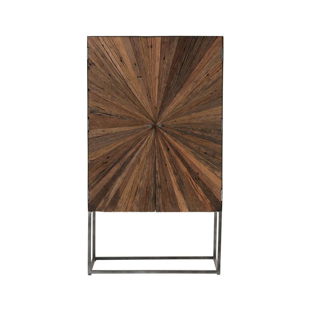 Armoire Bar Bois Fer Naturel | Elvi - Designix Armoire