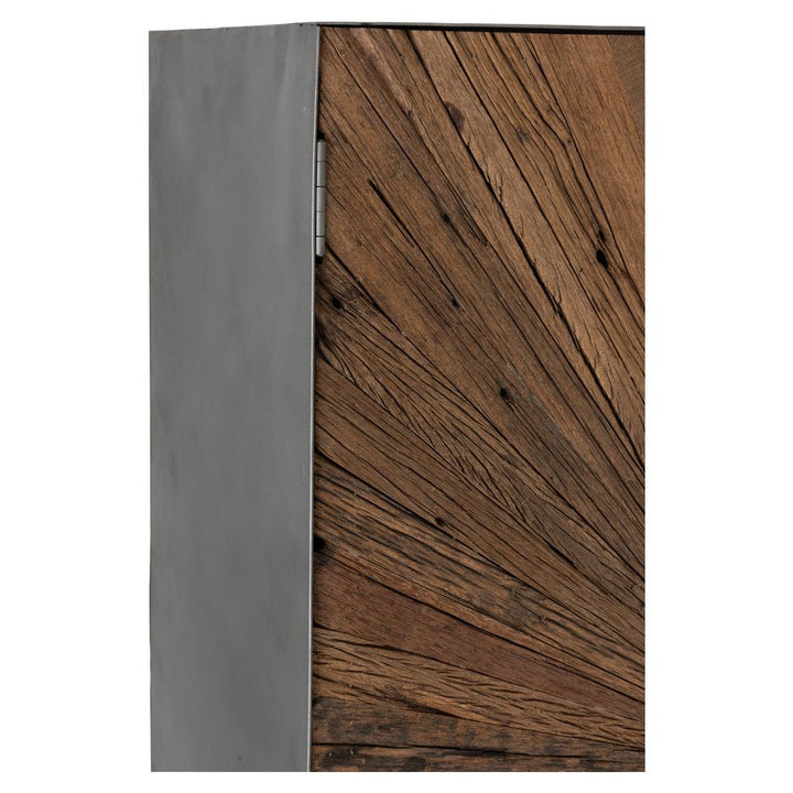 Armoire Bar Bois Fer Naturel | Elvi - Designix Armoire