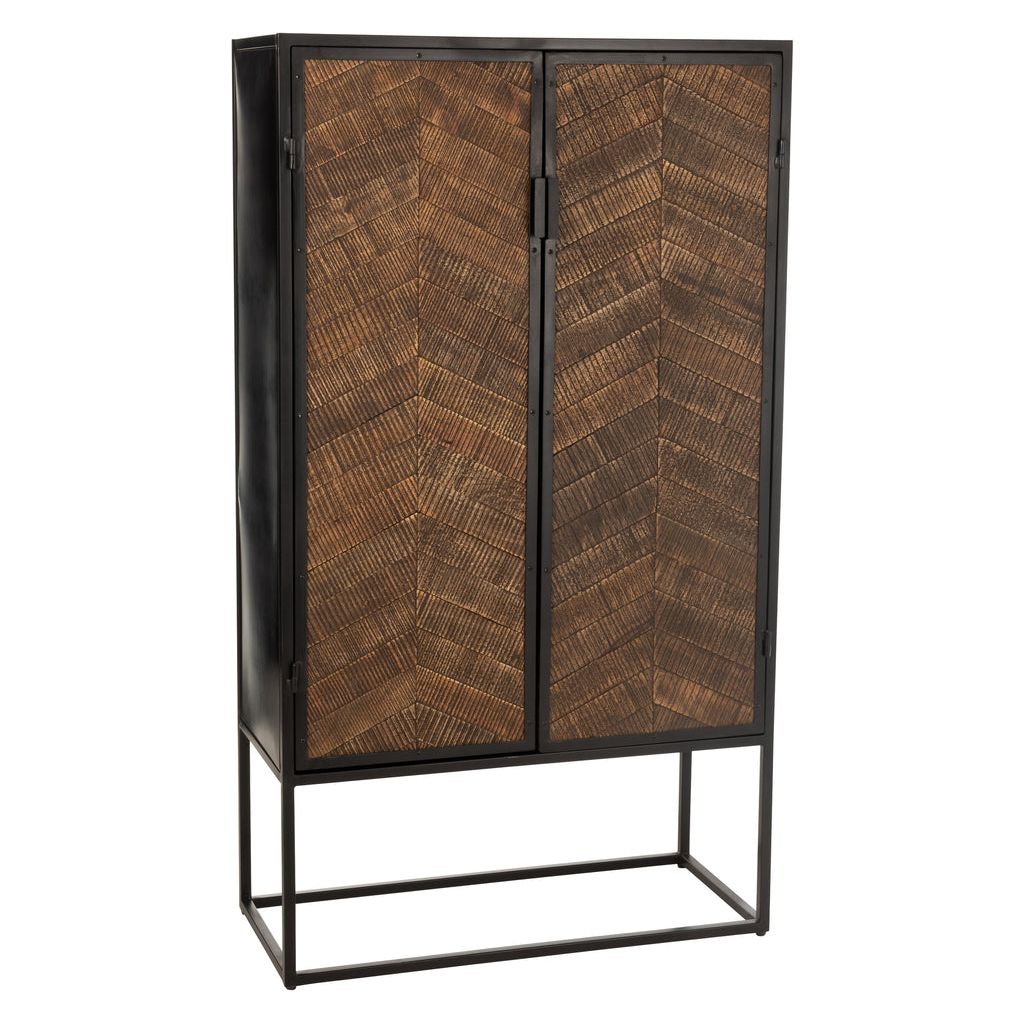 Armoire Bar Fer Bois Mangue | Anil - Designix Armoire