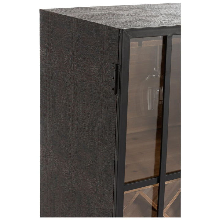 Armoire Bar Noir Bois Verre | Zani - Designix Armoire