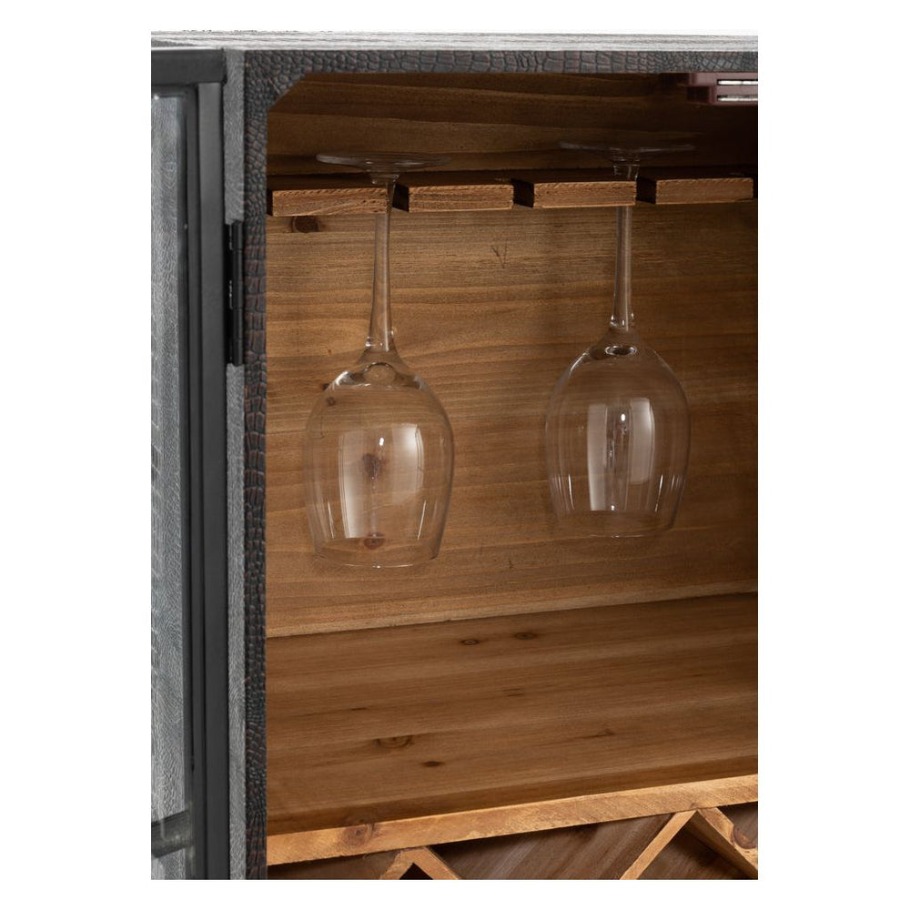 Armoire Bar Noir Bois Verre | Zani - Designix Armoire
