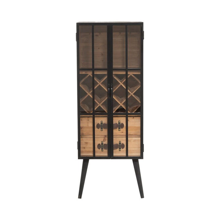 Armoire Bar Noir Bois Verre | Zani - Designix Armoire