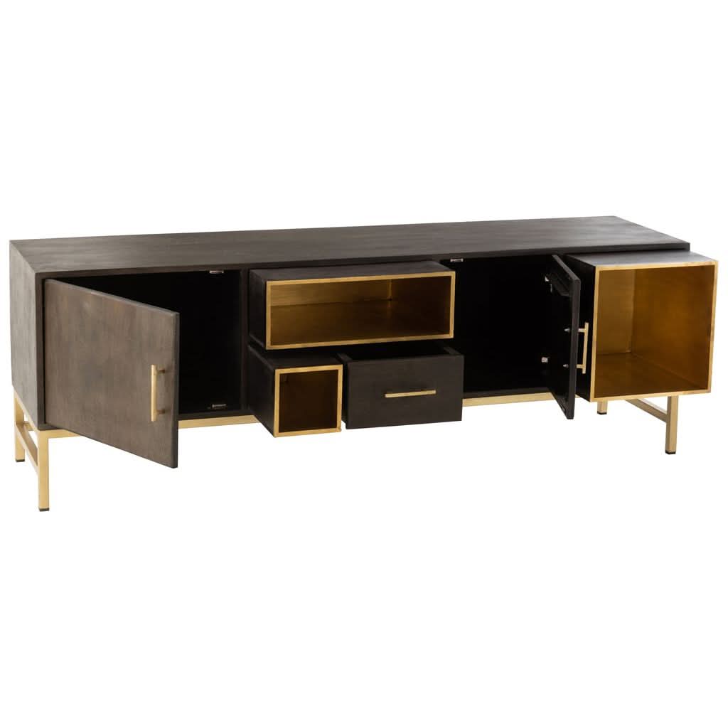 Armoire Basse Mangue Fer Doré | Yani