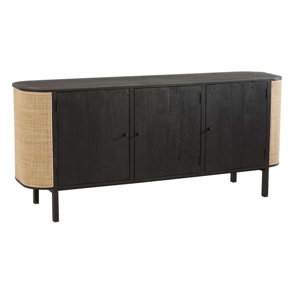 Armoire Bois Exotique Rotin Noir | Tino
