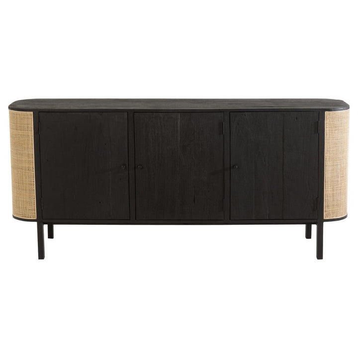 Armoire Bois Exotique Rotin Noir | Tino - Designix Armoire