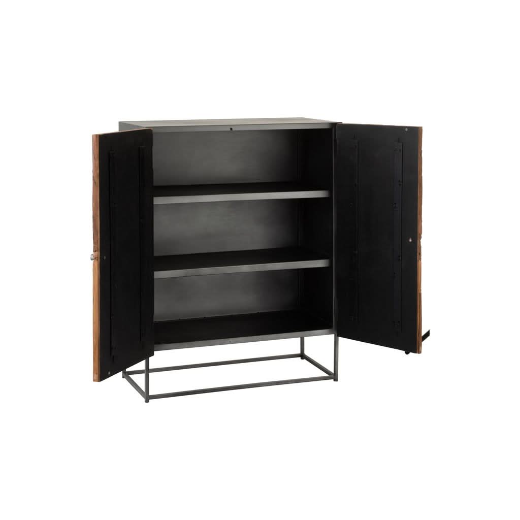 Armoire Bois Fer Naturel Grise | Sela