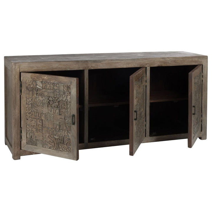 Armoire Cuisine Bois Naturel 3 Portes | Hira - Designix Armoire