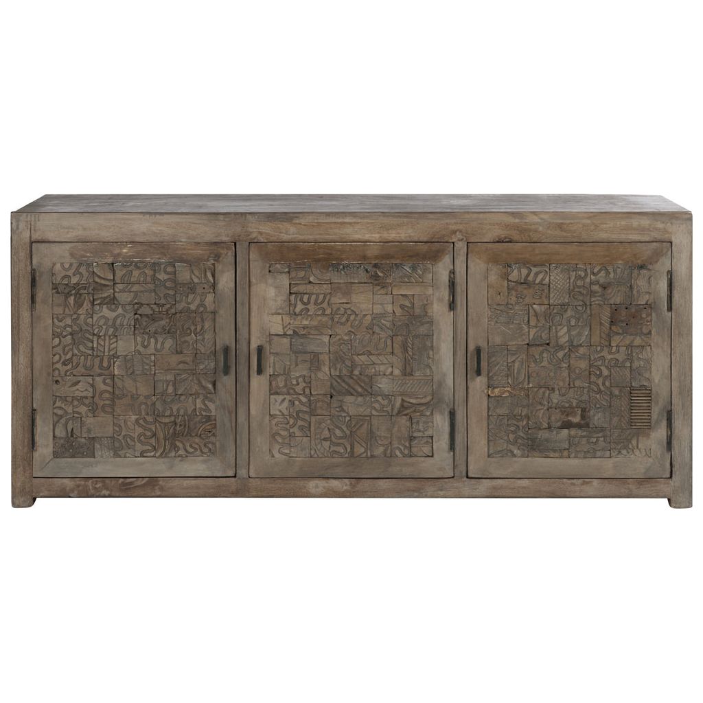 Armoire Cuisine Bois Naturel 3 Portes | Hira - Designix Armoire