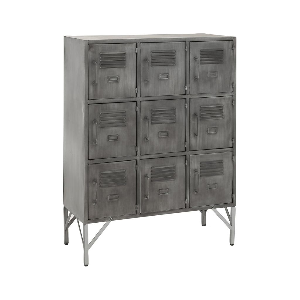 Armoire Métallique Argentée 9 Portes | Ayla - Designix Armoire