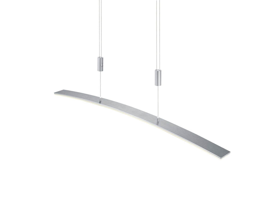 Vue arrière montrant le profil supérieur en aluminium et les deux câbles de suspension fins.