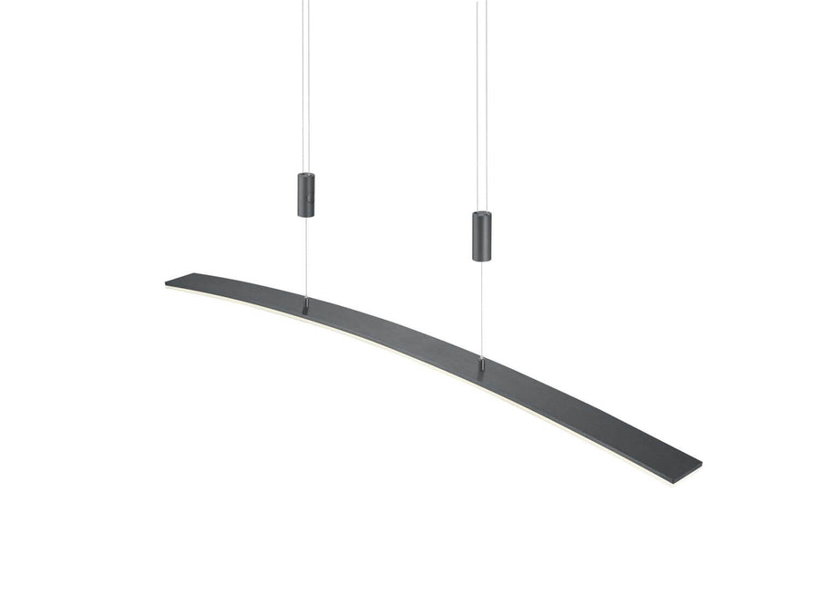 Vue de dessus du profil courbe anthracite et points d’accroche des câbles