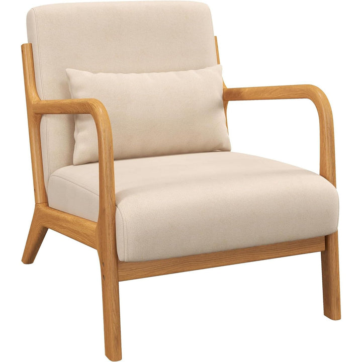 Fauteuil De Salon Avec Cadre En Bois Massif Fauteuil Lounge - Assise Profonde - Accoudoirs - Aspect Velours Beige | Designix -     - https://designix.fr/