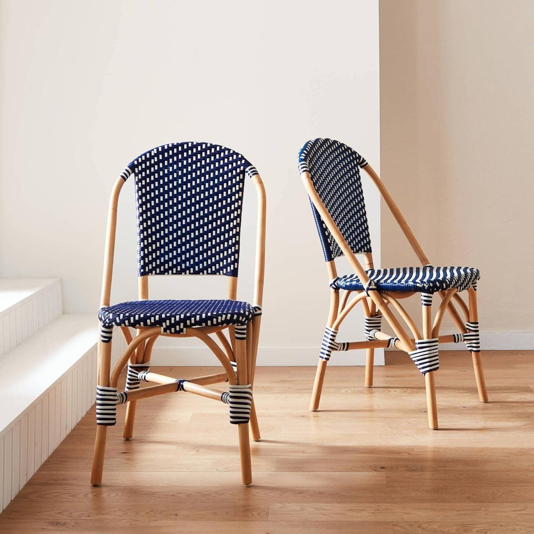 Alice'S Home - Lot De 2 Chaises Empilables Bistrot En Rotin Et Polyrotin Bleu Et Blanc. L 48 X P 58 X H 90Cm | Designix - Amazon    - https://designix.fr/