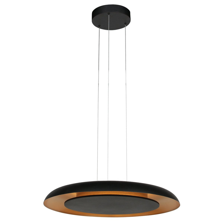 Suspension led salle à manger, abat-jour noir mat à intérieur doré réglable | Veil