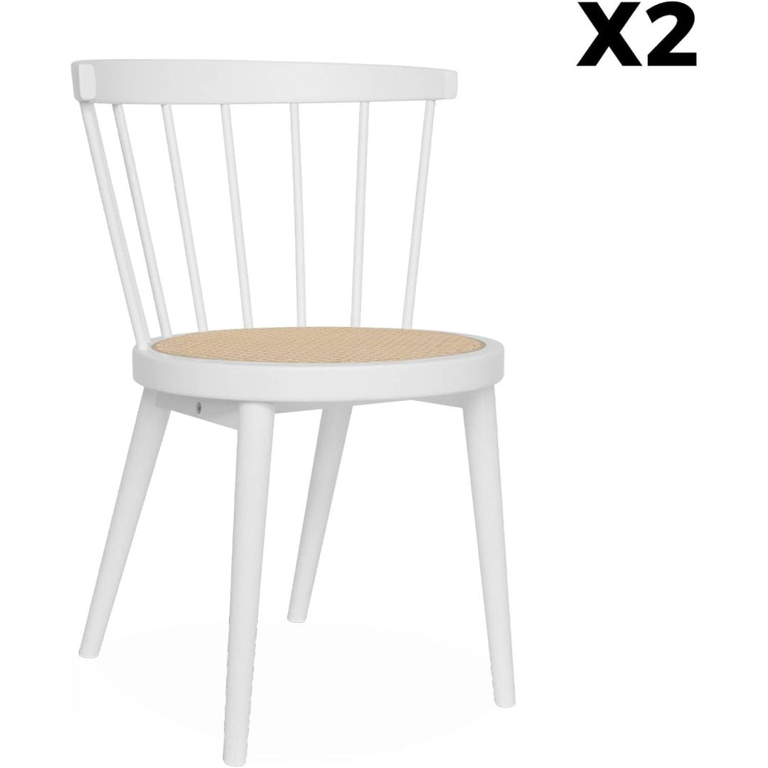 Chaises Blanches Bois Cannage | Designix - 3333    - https://designix.fr/