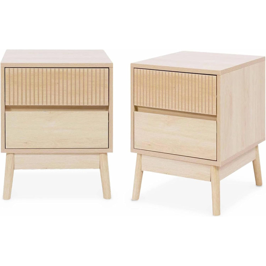 Alice'S Home - Lot De 2 Tables De Chevet Deux Tiroirs. Décor Bois Et Piétement En Pin - Linear | Designix - Amazon    - https://designix.fr/