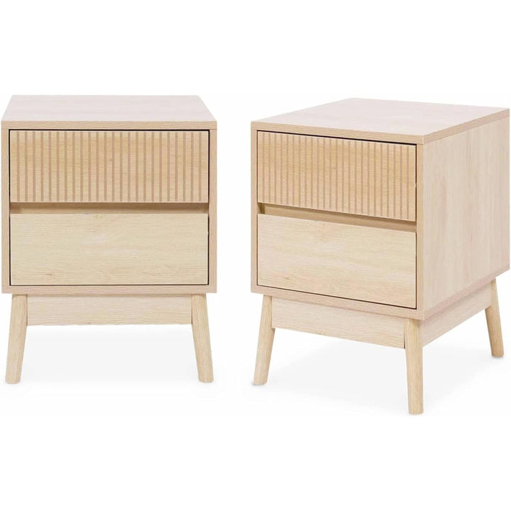 Alice'S Home - Lot De 2 Tables De Chevet Deux Tiroirs. Décor Bois Et Piétement En Pin - Linear | Designix - Amazon    - https://designix.fr/